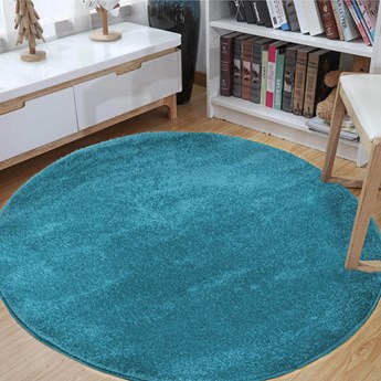 Niebieski okrągły dywan do sypialni - Bernis 3X