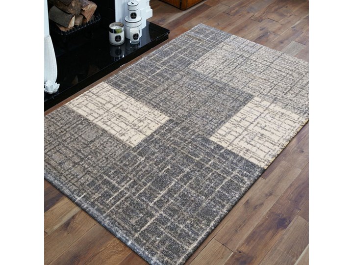 Szaro-beżowy nowoczesny dywan do salonu - Pagis Kategoria Dywany 80x150 cm Syntetyk Jedwab Dywany Pomieszczenie Sypialnia