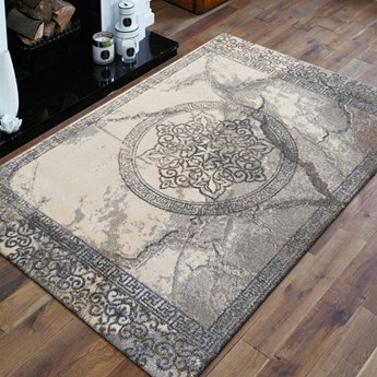 Szary prostokątny dywan rozeta - Vasco 3S