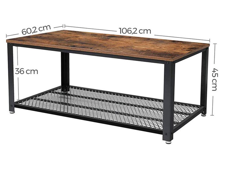 Industrialny stolik do salonu z półką - Kafi Metal Zestaw stolików Drewno Wysokość 45 cm Beton Stal Funkcje Z półkami