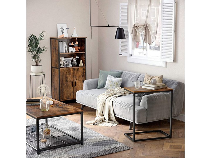 Stolik pod laptopa do loftu - Lioneli 3X Drewno Metal Stal Beton Zestaw stolików Kształt blatu Prostokątne