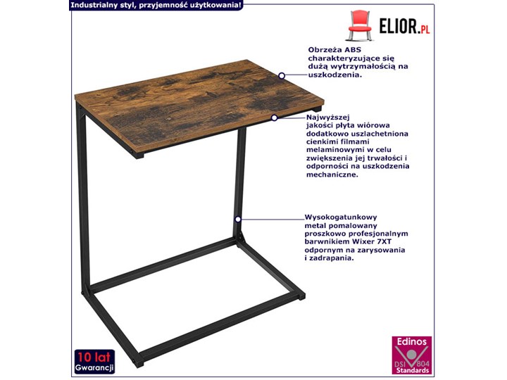 Stolik pod laptopa do loftu - Lioneli 3X Metal Średnica Beton Drewno Zestaw stolików Stal Kategoria Stoliki i ławy