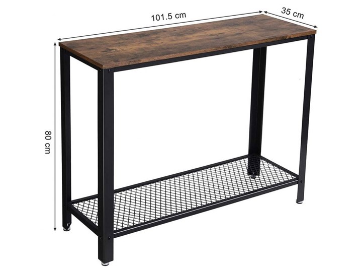 Industrialna konsola z metalową półką - Mirasalo 3X Z szufladą Z półką Stal nierdzewna Drewno Głębokość 35 cm Wysokość 80 cm Styl Industrialny