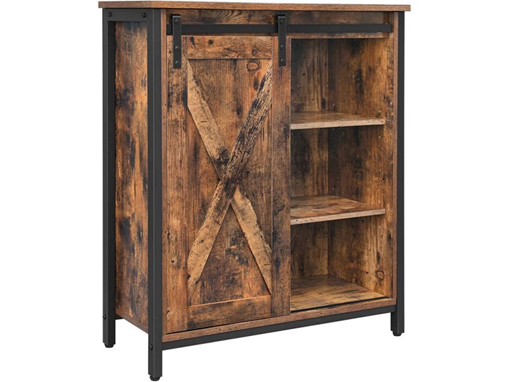 Komoda z przesuwnymi drzwiami do loftu - Hande Płyta MDF Styl Industrialny Szerokość 70 cm Drewno Głębokość 30 cm Wysokość 80 cm Styl Rustykalny