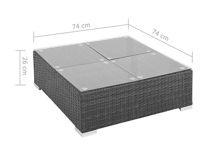 7-częściowy zestaw ogrodowy czarno śmietankowy z czerwonymi poduszkami - Bero 7B Rattan Zestawy kawowe Stal Technorattan Zestawy wypoczynkowe Tworzywo sztuczne Zawartość zestawu Stolik