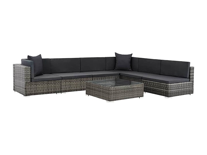 7-częściowy zestaw ogrodowy ze stolikiem szary - Bero 7B Rattan Tworzywo sztuczne Zestawy wypoczynkowe Technorattan Zestawy kawowe Stal Zawartość zestawu Sofa