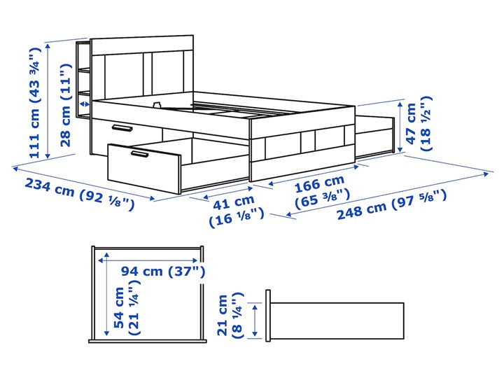 IKEA BRIMNES Meble do sypialni, kpl. 2 szt, biały, 160x200 cm Pomieszczenie Sypialnia Kategoria Zestawy mebli do sypialni