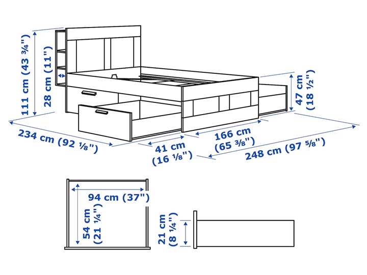 IKEA BRIMNES Meble do sypialni, kpl. 2 szt, biały, 160x200 cm