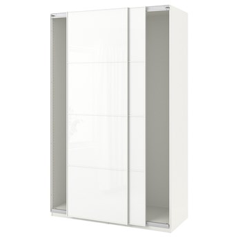 IKEA PAX Szafa z przesuwanymi drzwiami, biały/Färvik białe szkło, 150x44x236 cm