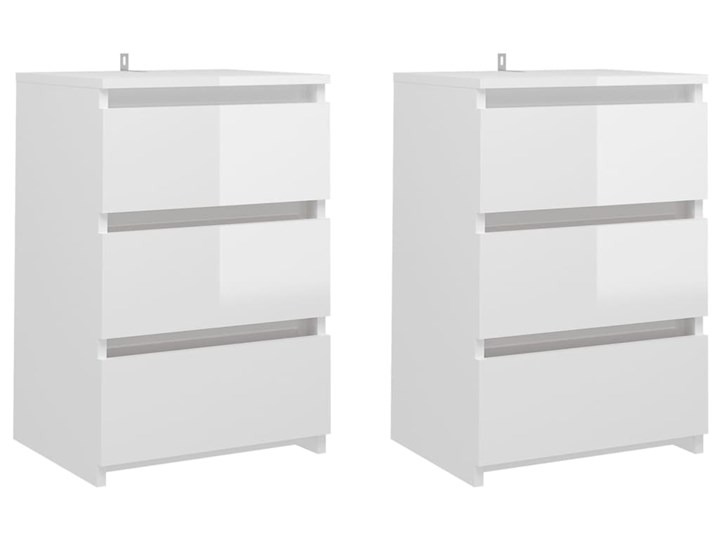 vidaXL Szafki nocne, 2 szt., białe, wysoki połysk, 40x35x62,5 cm Płyta MDF Płyta laminowana Płyta meblowa Wysokość 63 cm Szerokość 40 cm Głębokość 35 cm Pomieszczenie Sypialnia