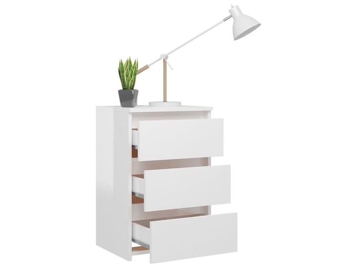 vidaXL Szafki nocne, 2 szt., białe, wysoki połysk, 40x35x62,5 cm Płyta MDF Płyta meblowa Głębokość 35 cm Szerokość 40 cm Płyta laminowana Wysokość 63 cm Pomieszczenie Sypialnia
