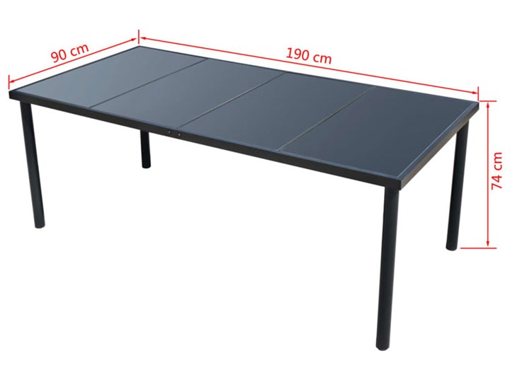 Zestaw mebli ogrodowych Nero - Czarny Stoły z krzesłami Zestawy obiadowe Stal Styl Nowoczesny Styl Minimalistyczny