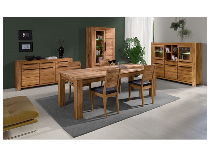 Komoda dębowa Parma 3D3S Soolido Meble Z witrynami Głębokość 45 cm Płyta MDF Wysokość 85 cm Szerokość 173 cm Drewno Pomieszczenie Pokój nastolatka