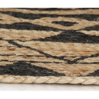 vidaXL Ręcznie wykonany dywanik, juta, czarny nadruk, 90 cm