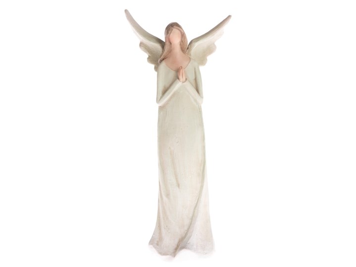 Beżowa dekoracyjna figurka Dakls Praying Angel, wys. 14,5 cm Anioły Kolor Beżowy Kategoria Figury i rzeźby