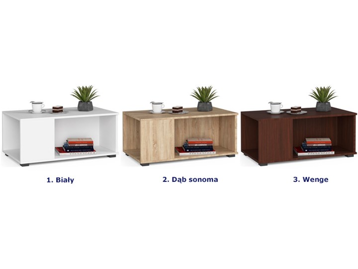 Skandynawska ława do salonu z półkami dąb sonoma - Mistero Wysokość 38 cm Drewno Zestaw stolików Stolik Płyta MDF Płyta meblowa Styl Minimalistyczny