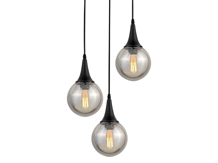 LAMPA WISZĄCA LOFT POTRÓJNA CZARNA ROCHERRO TRIO Metal Kolor Czarny Szkło Lampa z kloszem Styl Nowoczesny