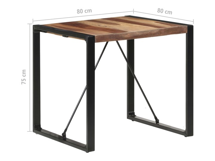 vidaXL Stół jadalniany, 80x80x75 cm, drewno wykończone na sheesham Wysokość 80 cm Stal Średnica Pomieszczenie Stoły do kuchni