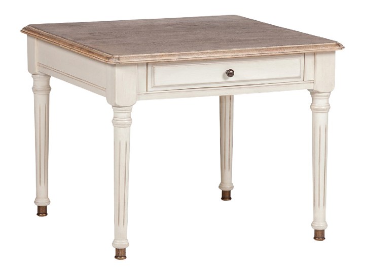 Kwadratowy stół Negre, 60 cm, ecru, orzech Drewno Metal Kształt blatu Kwadratowe Wysokość 48 cm Stolik Styl Minimalistyczny