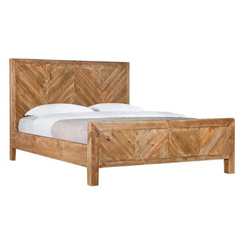 Łóżko drewniane rustykalne 160x200 Idyllic, zagłówek w jodełkę