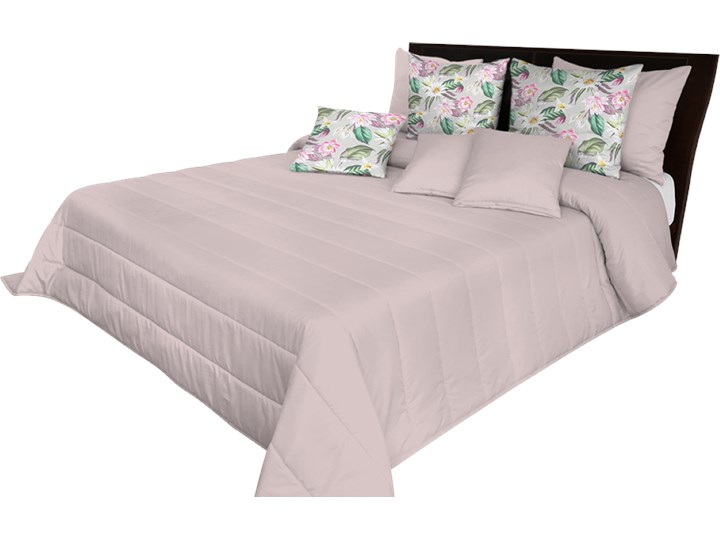 Narzuta pikowana na łóżko pudrowróżowa NMN-015 Mariall Poliester 75x160 cm Wzór Jednolity Kolor Różowy