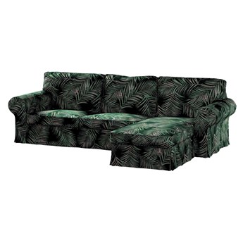 Pokrowiec na sofę Ektorp 2-osobową i leżankę, zielony w liście, 252 x 163 x 88 cm, Velvet