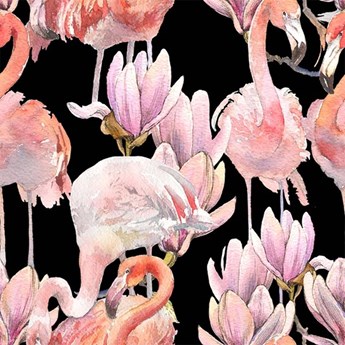 Flamingi wśród różowych kwiatów Okleina ścienna Flamingi wśród różowych kwiatów
