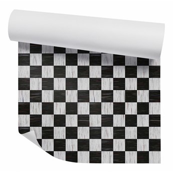 Czarno-biała drewniana szachownica Tapeta Czarno-biała drewniana szachownica