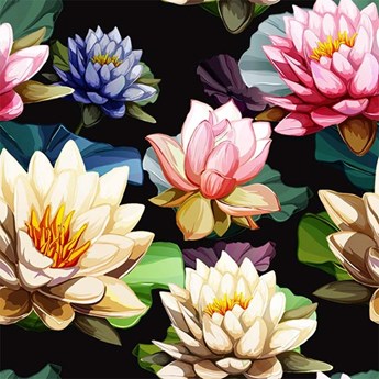 Kwiat Lotosu rysunek realistyczny Okleina samoprzylepna na ścianę Kwiat Lotosu rysunek realistyczny
