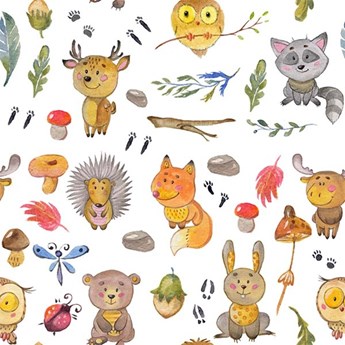 Dziecięce obrazki leśnych zwierząt Tapeta Dziecięce obrazki leśnych zwierząt