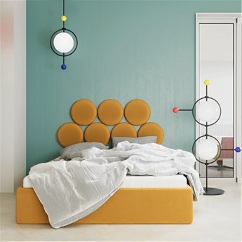 Łóżko tapicerowane z designerskim wezgłowiem Ball