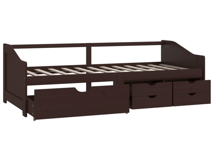 vidaXL 3-osobowa sofa/łóżko z szufladami, ciemnobrązowa, 90 x 200 cm Drewno Kolor Brązowy