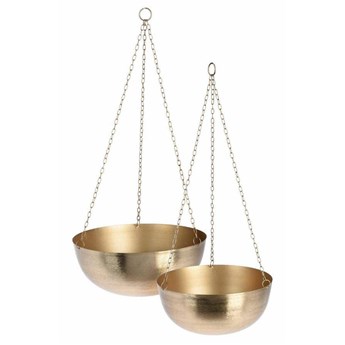 FROGE komplet dwóch złotych kwietników dwie misy wiszących na łańcuszku, Ø 23 cm, 26 cm