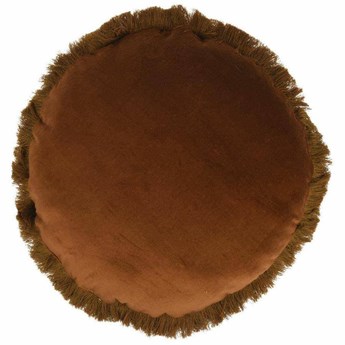 AMBER NAP poduszka okrągła brązowa z frędzlami, Ø 40 cm