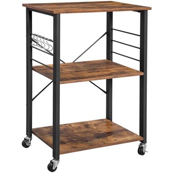 SULLIVAN szafka/stolik pomocniczy na kółkach brązowo-czarny w stylu industrialnym, wys. 89 cm