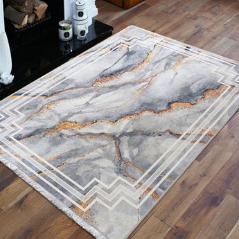 Szary prostokątny dywan z imitacją marmuru - Rubenso
