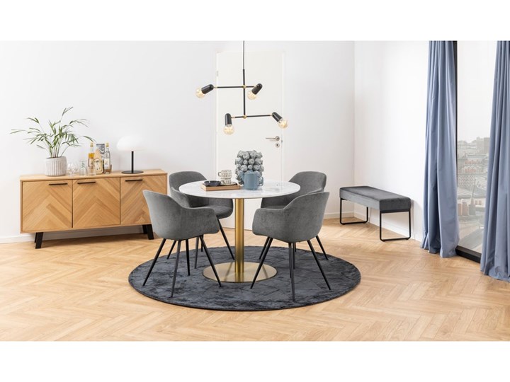 Stół Irvin Ø105 cm biały marmur Metal Kategoria Stoły kuchenne Kształt blatu Okrągły
