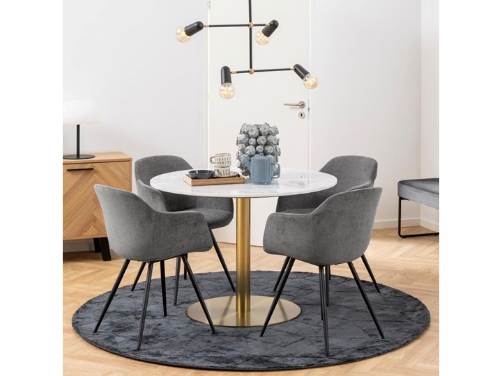 Stół Irvin Ø105 cm biały marmur Rozkładanie Metal Pomieszczenie Stoły do jadalni