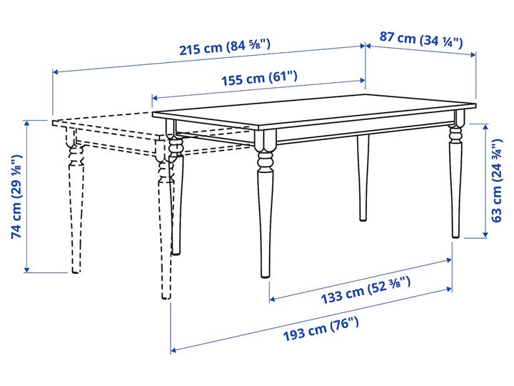 IKEA INGATORP / STEFAN Stół i 4 krzesła, czarny/Knisa szary/beż, 155/215 cm Kategoria Stoły z krzesłami