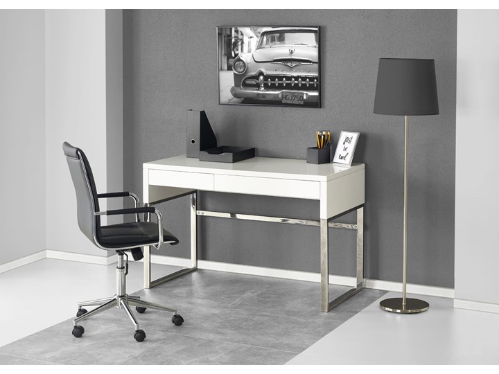 B32 biurko biały-chrom Płyta MDF Głębokość 60 cm Szerokość 120 cm Stal Kategoria Biurka