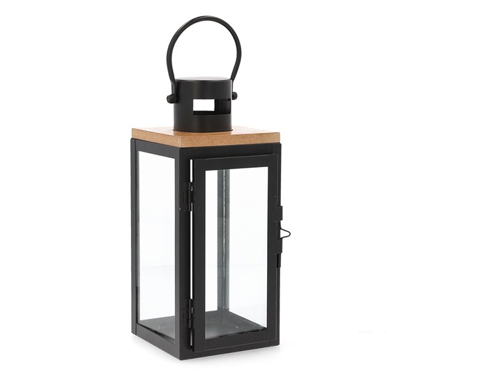 Latarnia HOGEN czarna 11x10x24 cm - Homla Drewno Kolor Czarny Lampion Metal Kategoria Świeczniki i świece