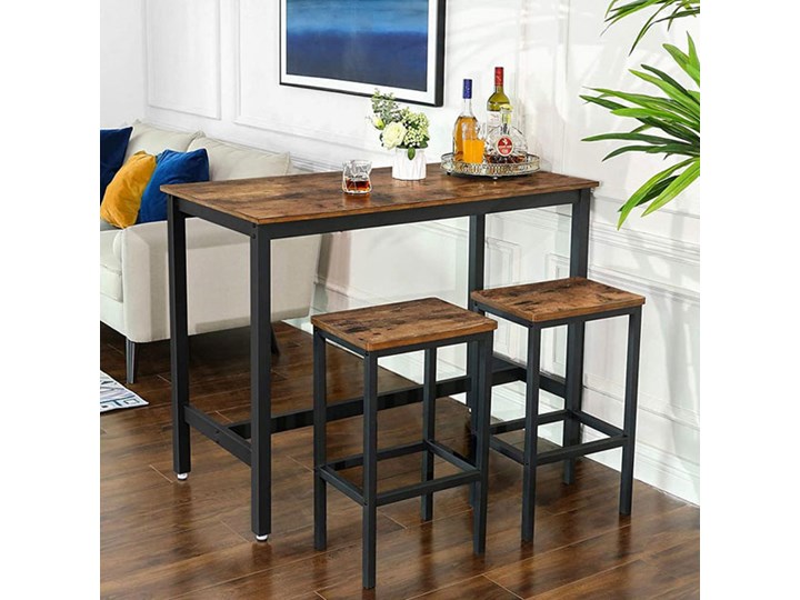 Industrialny stół barowy z 2 stołkami - Suru 4X Pomieszczenie Jadalnia Kategoria Stoły z krzesłami
