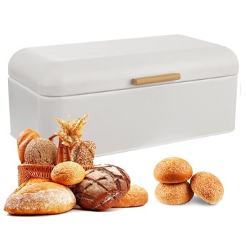 Chlebak metalowy puszka pojemnik kuchenny na chleb pieczywo biały whiteline 42x24x16,5 cm kod: O-152460