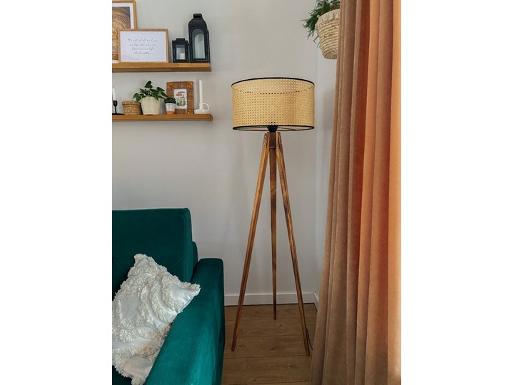 SELSEY Lampa stojąca Maidirred brązowa na trzech nogach Lampa sztalugowa Drewno Pomieszczenie Salon Funkcje Brak dodatkowych funkcji