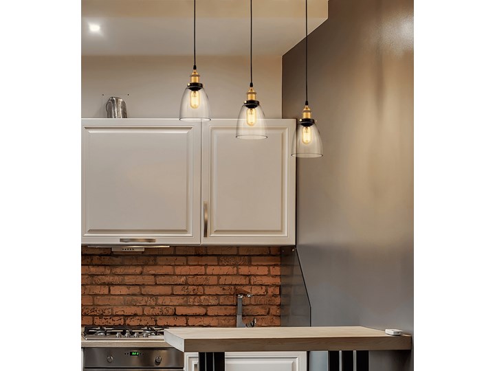 LAMPA WISZĄCA ZWIS FABI W1 Lampa z kloszem Szkło Metal Mosiądz Kolor Czarny