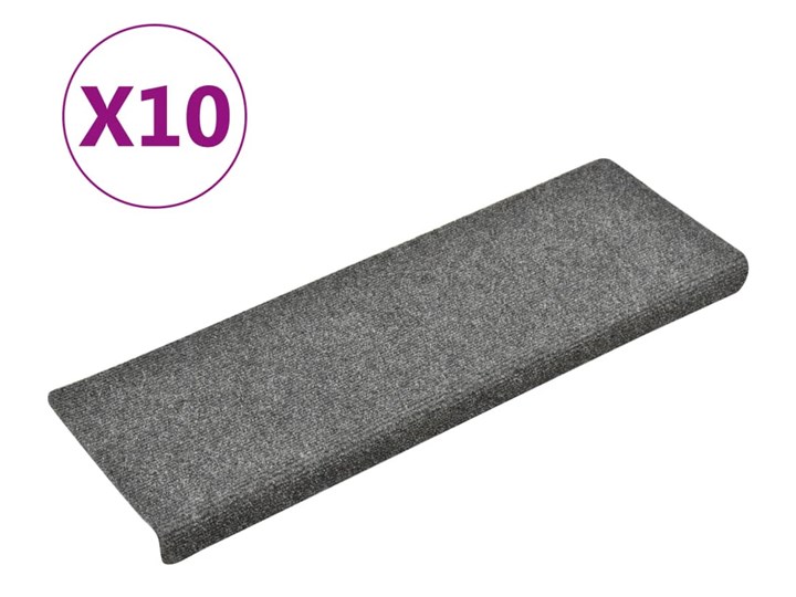 vidaXL Nakładki na schody, 10 szt., jasnoszare, 65x25 cm 25x65 cm Nakładki schodowe Syntetyk Prostokątny Bawełna Wzór Grochy