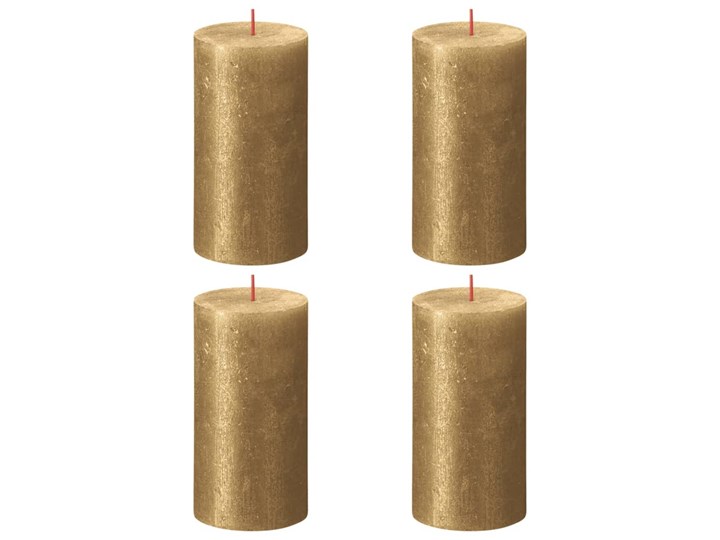 Bolsius Rustykalne świece pieńkowe Shimmer, 4 szt., 130x68 mm, złote Metal Kategoria Świeczniki i świece Świeca Kolor Złoty