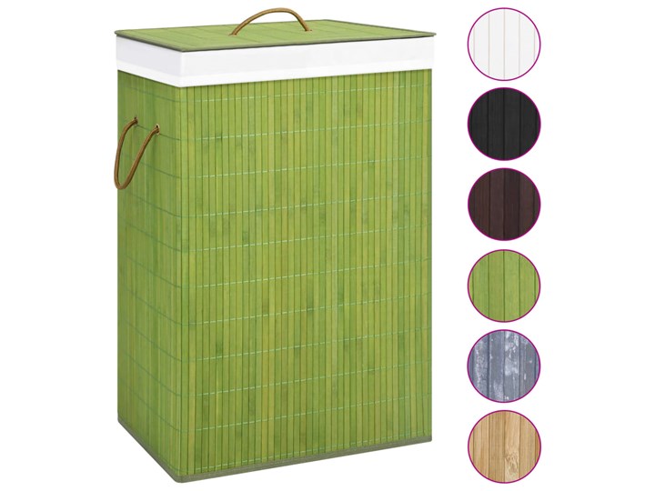vidaXL Bambusowy kosz na pranie, zielony Tkanina Drewno Kategoria