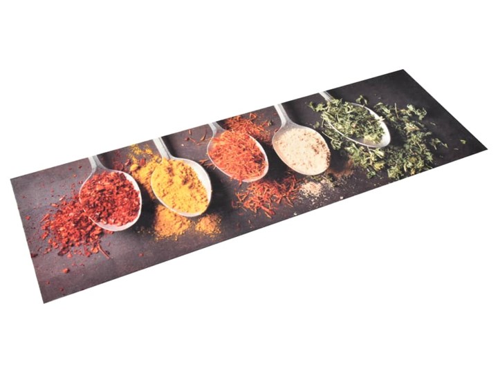 vidaXL Kuchenny dywanik podłogowy Spoons, 45x150 cm Prostokątny Syntetyk Dywaniki Pomieszczenie Przedpokój Dywany Kolor Wielokolorowy