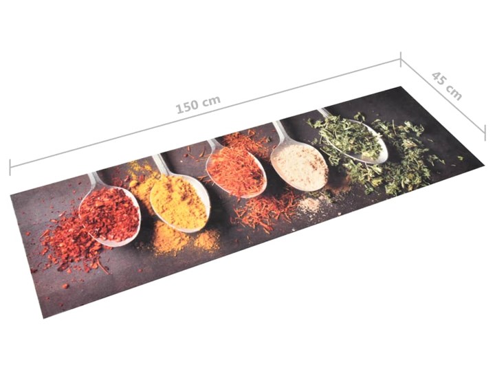 vidaXL Kuchenny dywanik podłogowy Spoons, 45x150 cm Prostokątny Dywaniki Dywany Syntetyk Kategoria Dywany